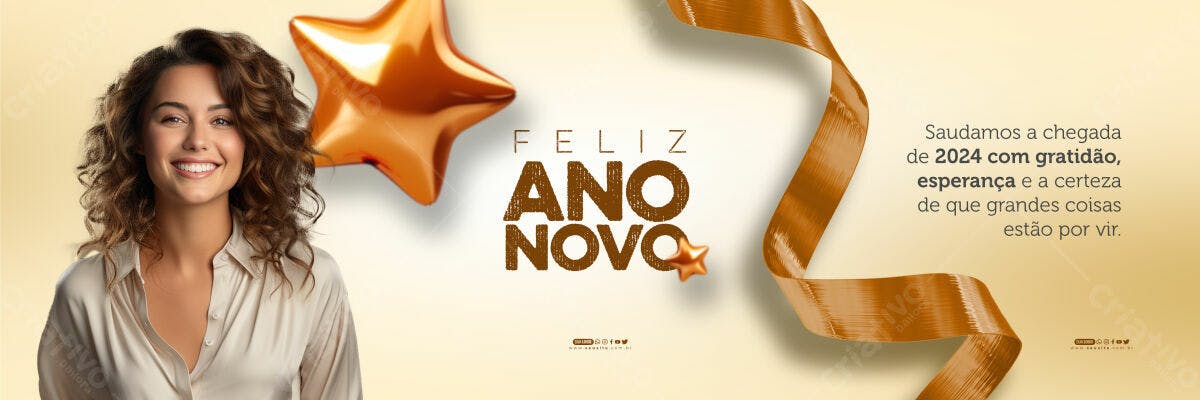 Banner Feliz Ano Novo PSD Editável