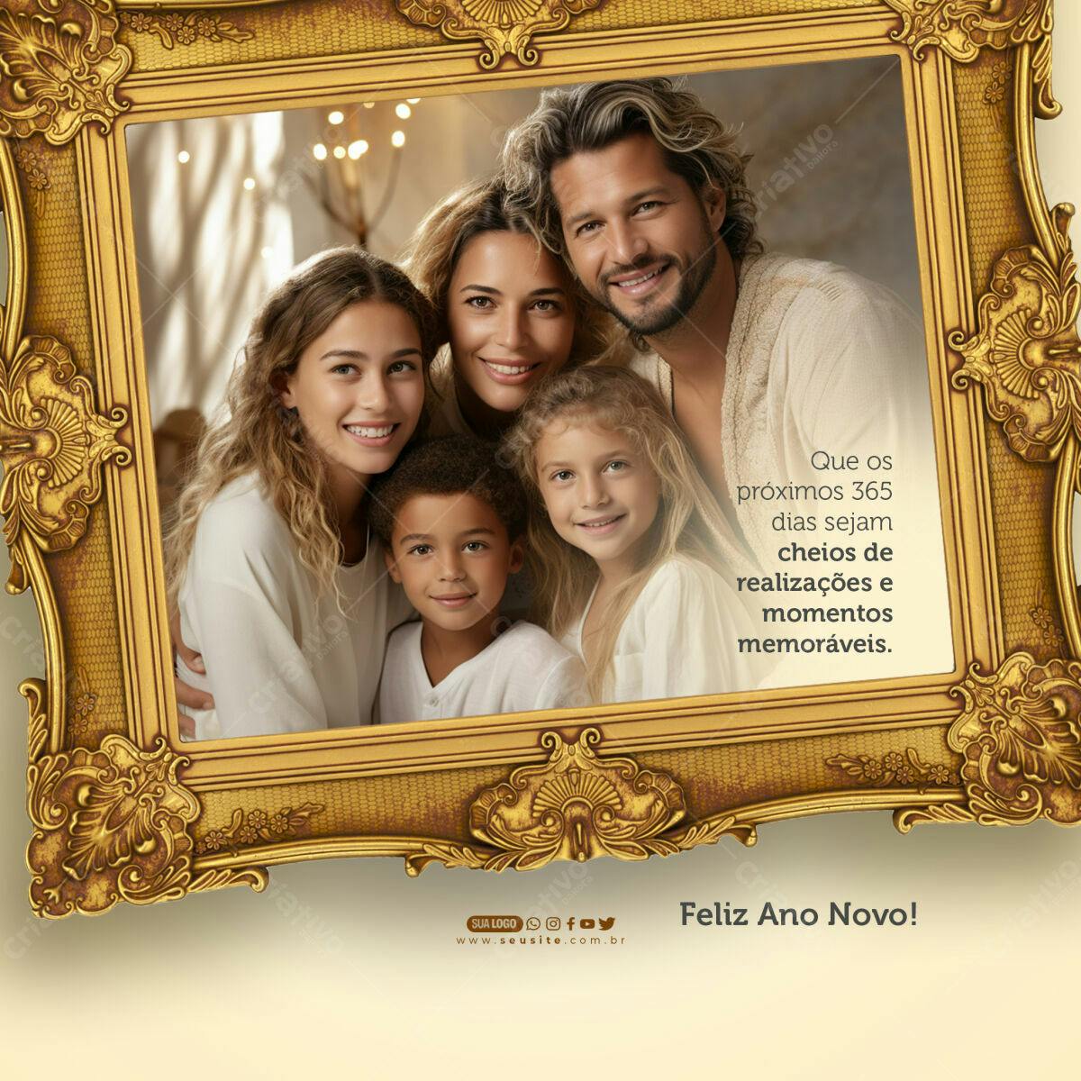 Moldura de Família para Feliz Ano Novo PSD Editável