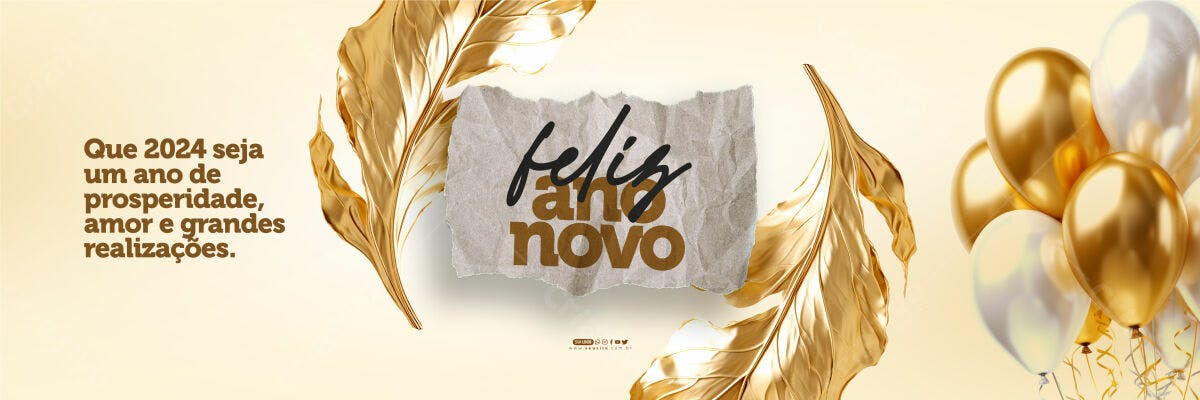 Banner Feliz Ano Novo 2024 PSD Editável