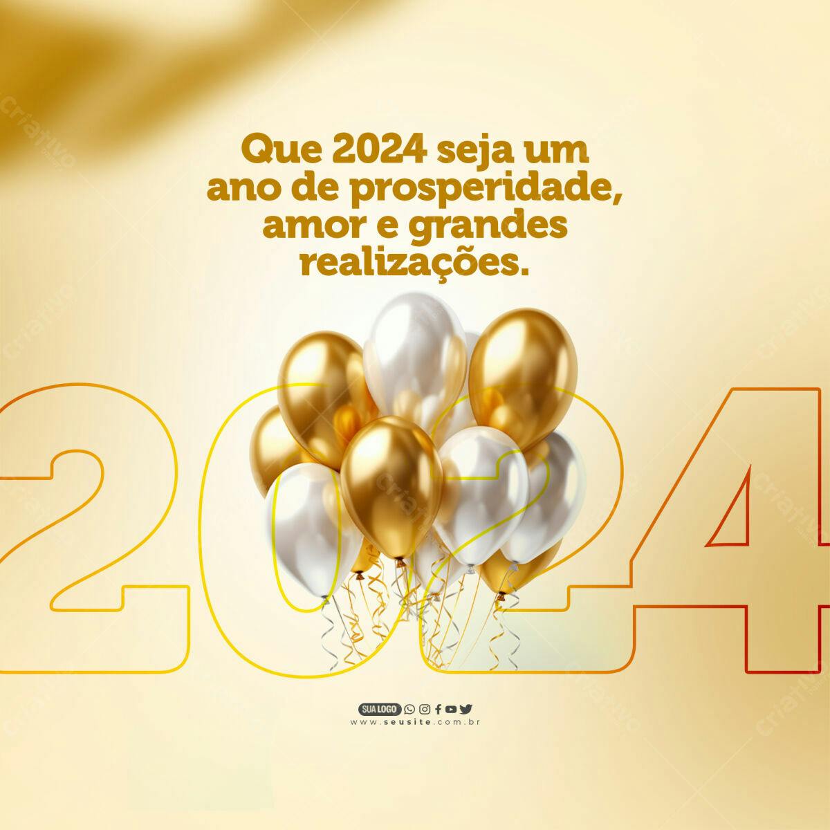 Post para Ano Novo 2024 PSD Editável