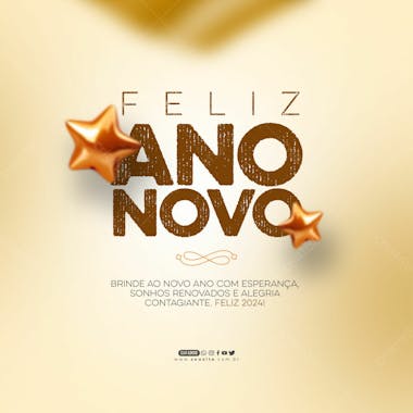 Social media feliz ano novo brinde ao novo ano com esperança