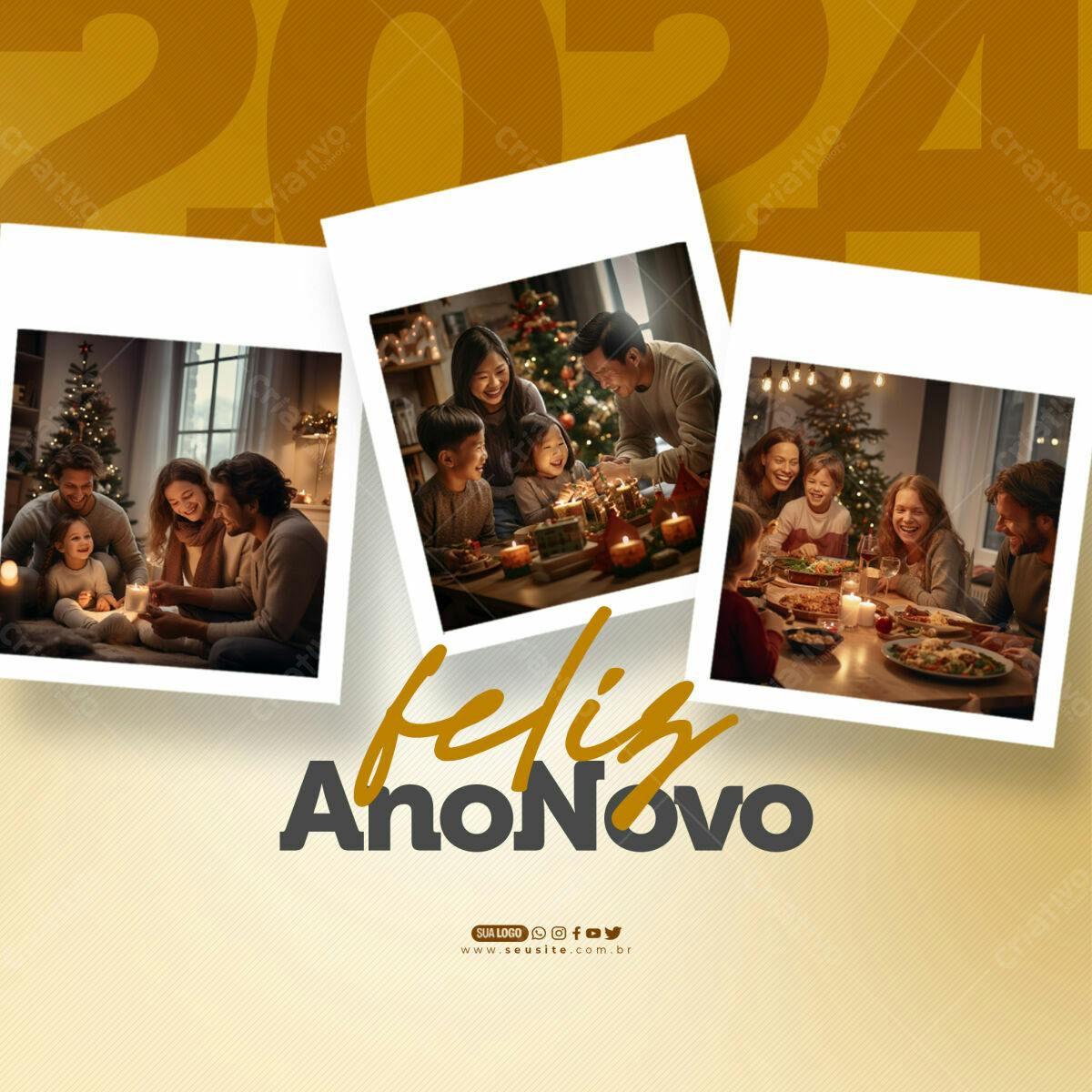 Postagem Feliz Ano Novo PSD Editável