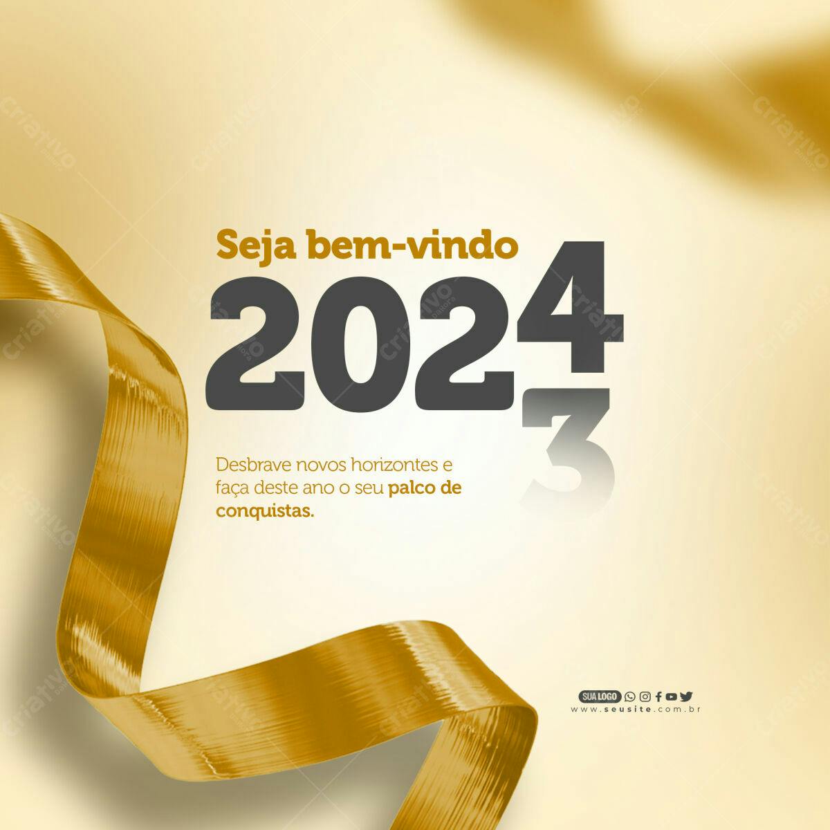 Postagem de Ano Novo 2024 PSD Editável
