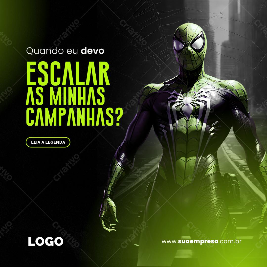 Post Instagram Homem-Aranha Verde e Preto Editável no Canva
