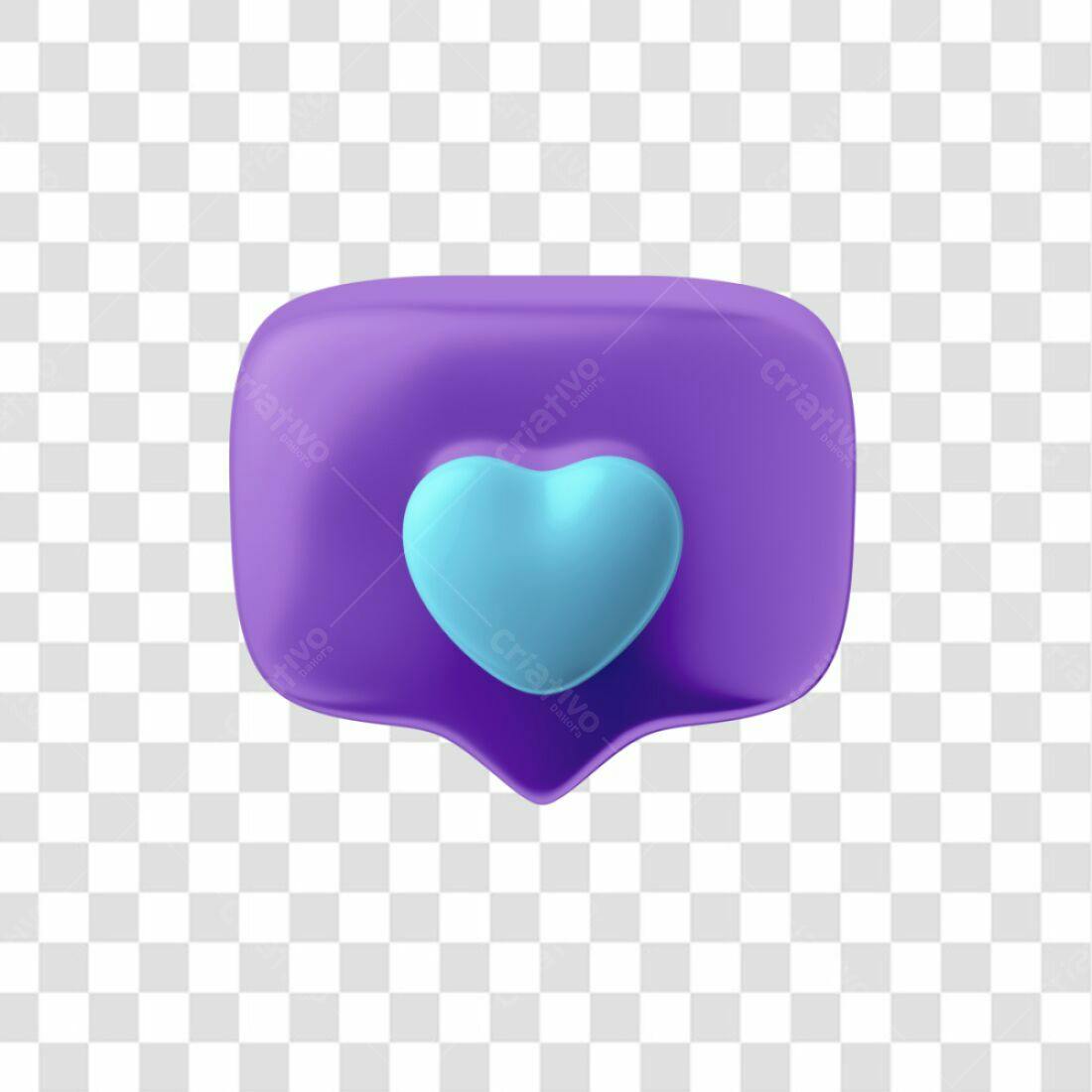 Icone Curtida com Coração Roxo e Azul PNG com fundo transparente