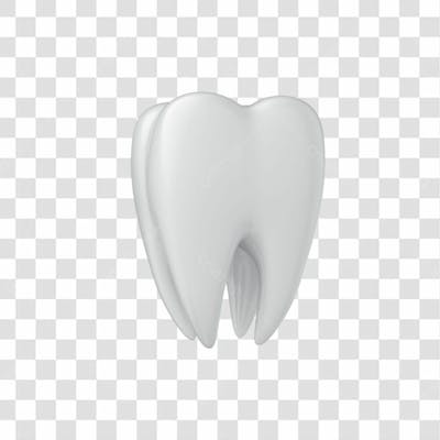 Ícone 3D Dente Branco Png Transparente Posição 02