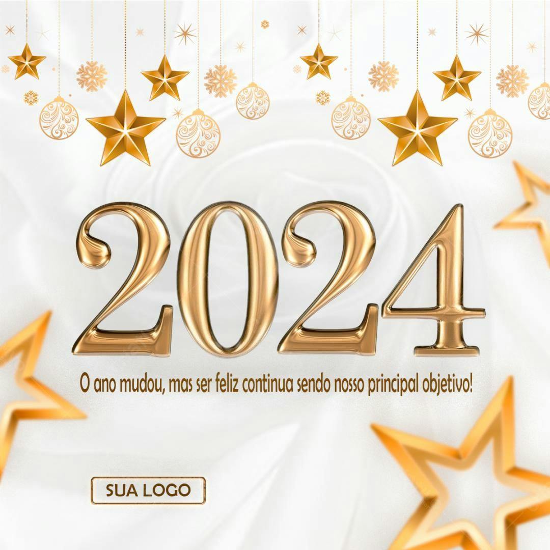 Postagem Feliz Ano Novo 2024 PSD Editável