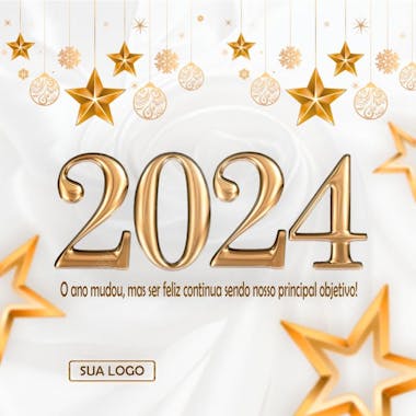 Post para feed de intagram de ano novo 2024 editavél psd