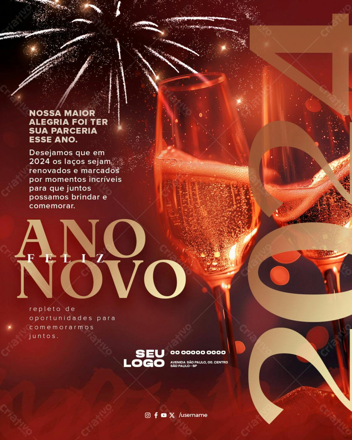 Flyer Ano Novo 2024 PSD Editável