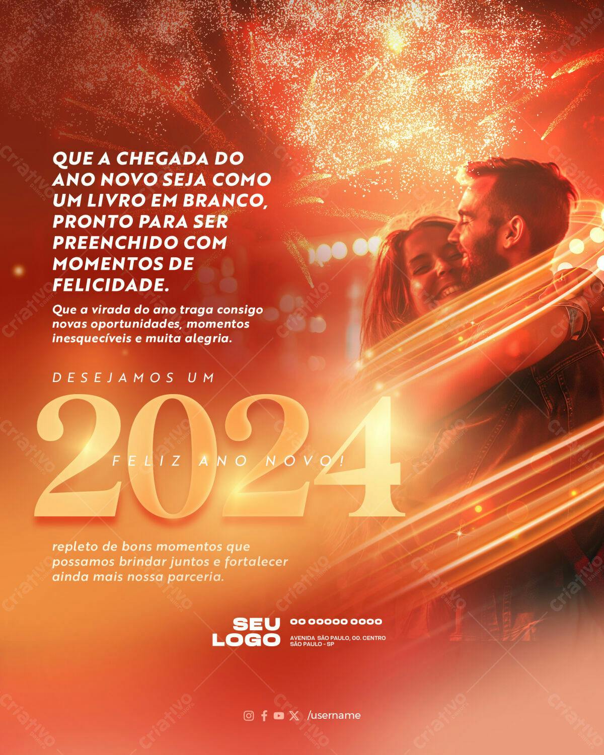 Flyer Ano Novo Romântico PSD Editável
