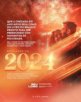 Feed ano novo 2024 um livro em branco