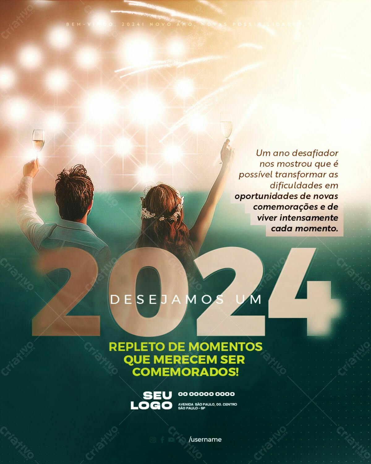 Flyer para Ano Novo 2024 PSD Editável