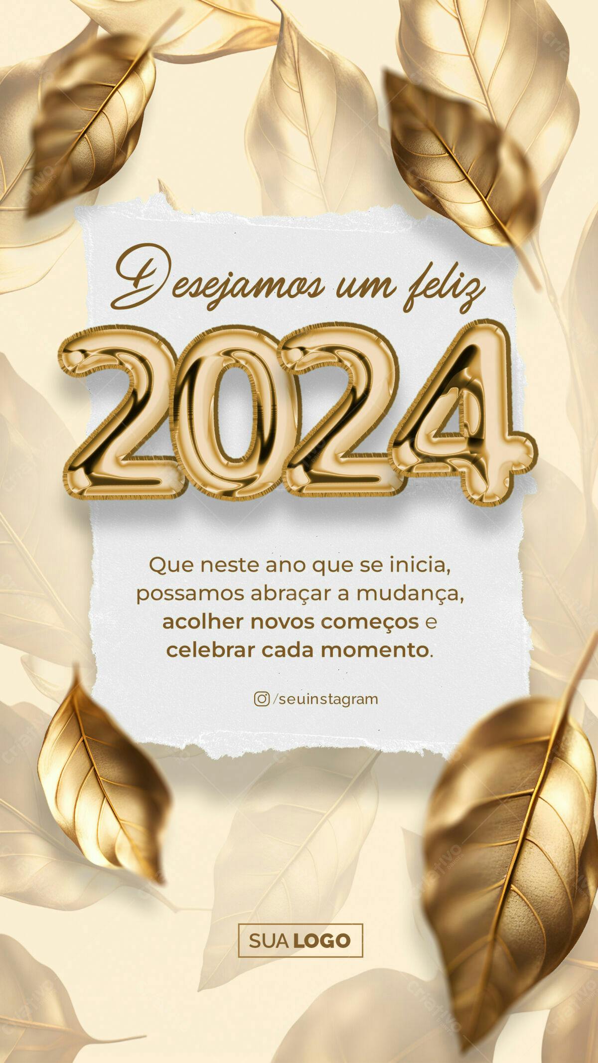 Postagem Instagram Ano Novo 2024 PSD Editável
