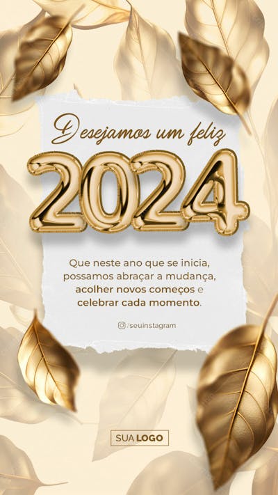 SOCIAL MEDIA - ANO NOVO FELIZ 2024 - NEW YEAR HAPPY 2024