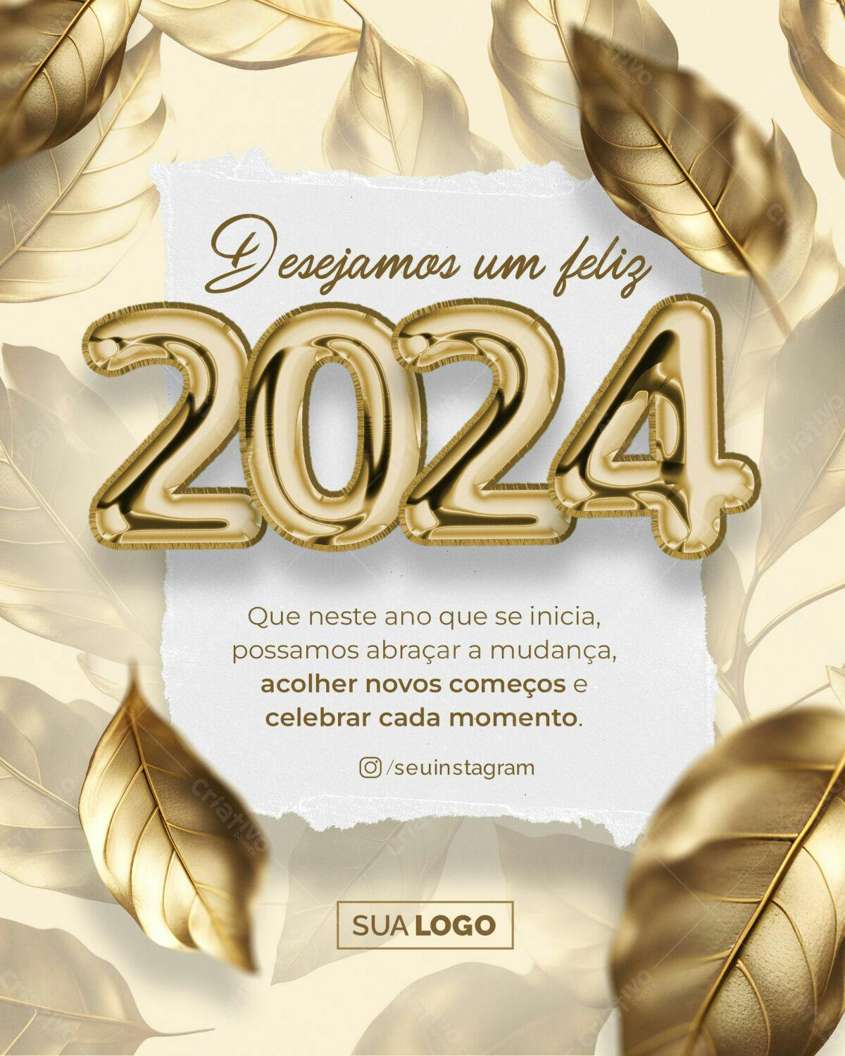 Postagem Feliz Ano Novo 2024 PSD Editável