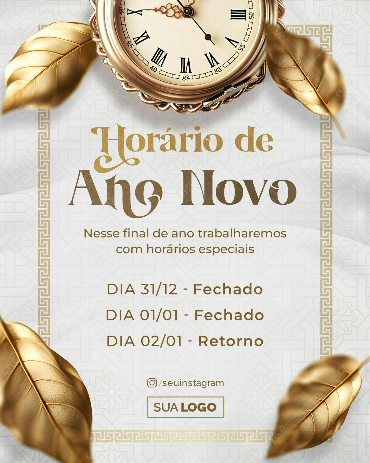 Flyer para Horário de Ano Novo PSD Editável