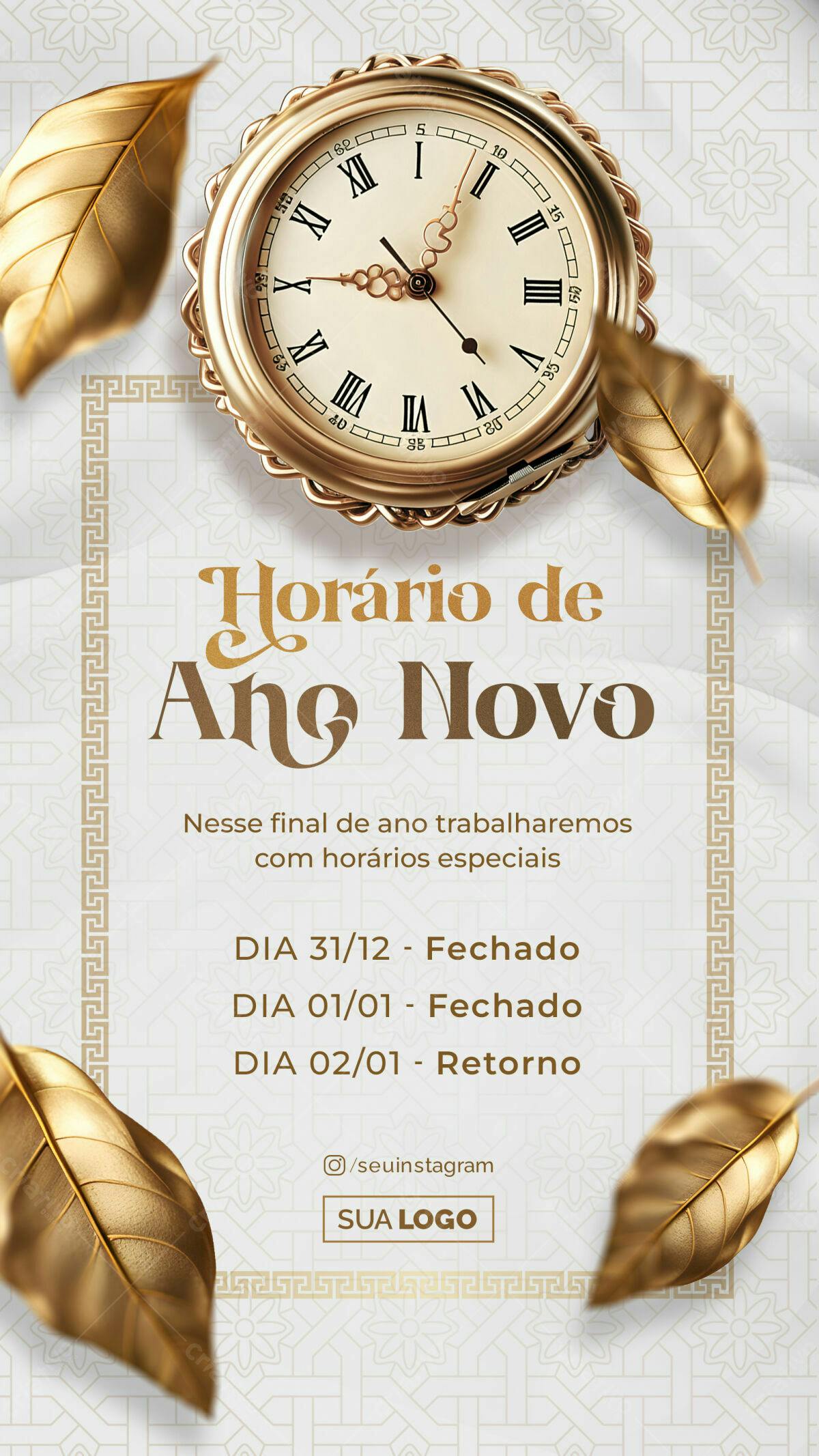 Flyer Horário de Ano Novo PSD Editável