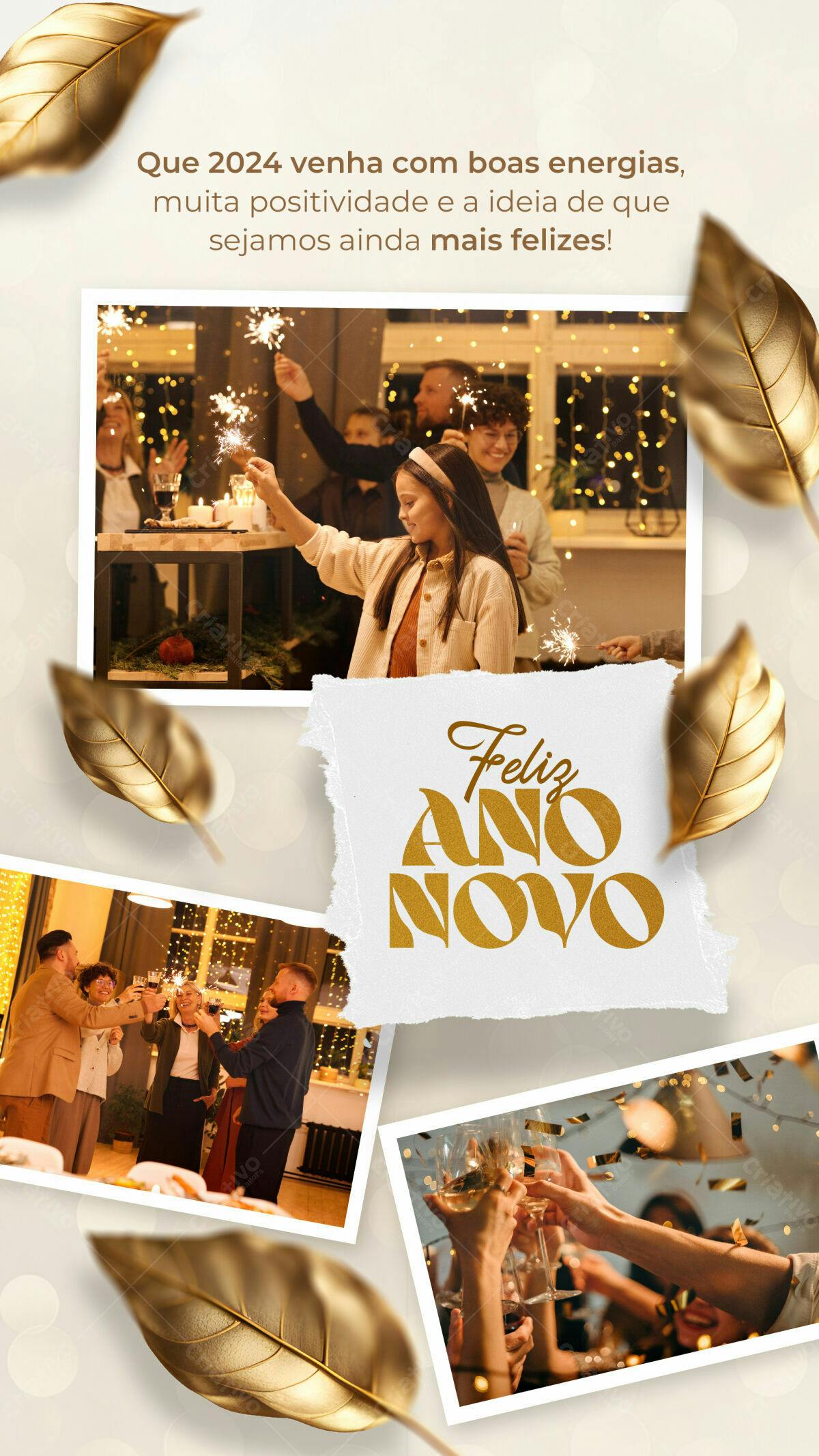 Convite de Ano Novo com Fotos PSD Editável