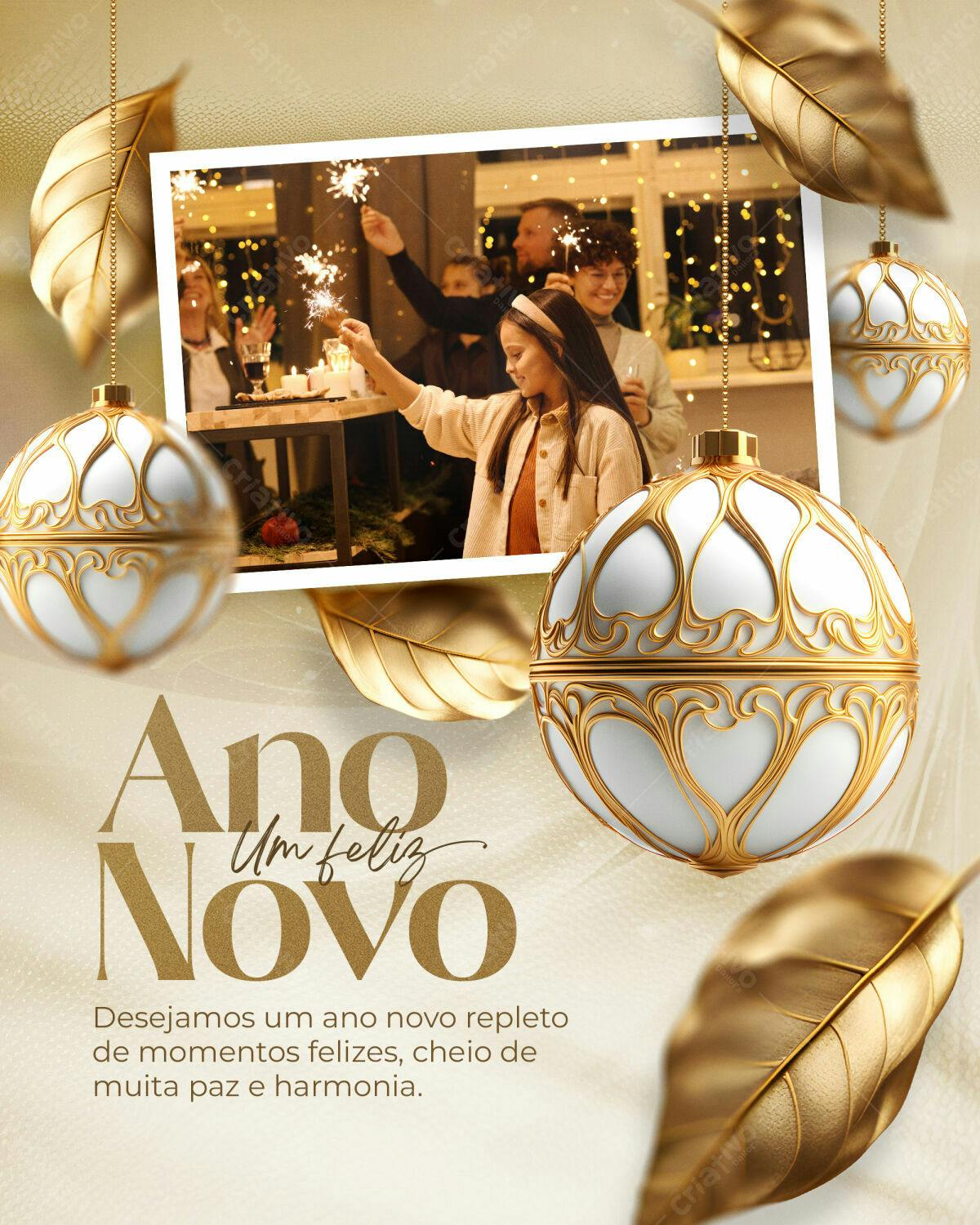 Flyer Feliz Ano Novo PSD Editável