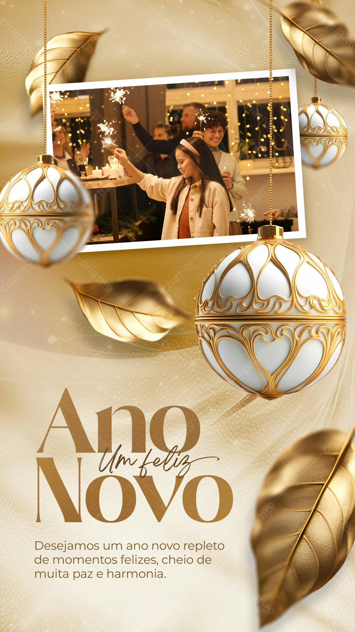 Flyer Ano Novo com Família PSD Editável