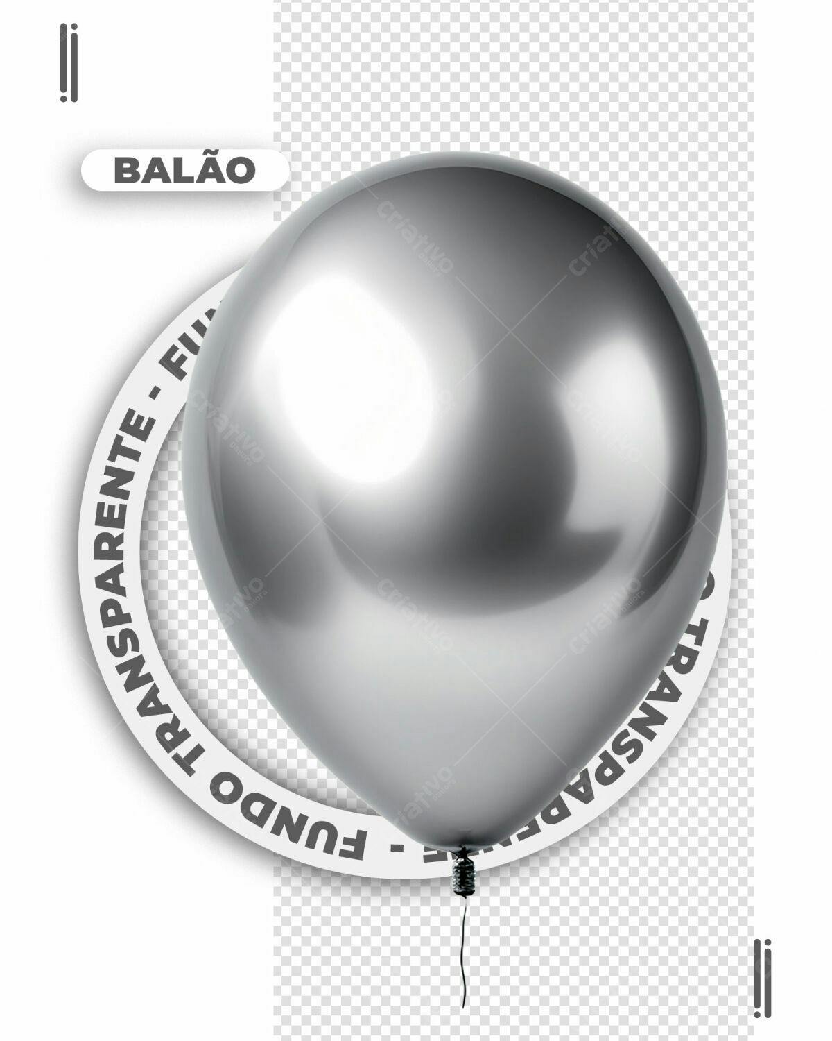 Balão Metálico Prata PSD Editável