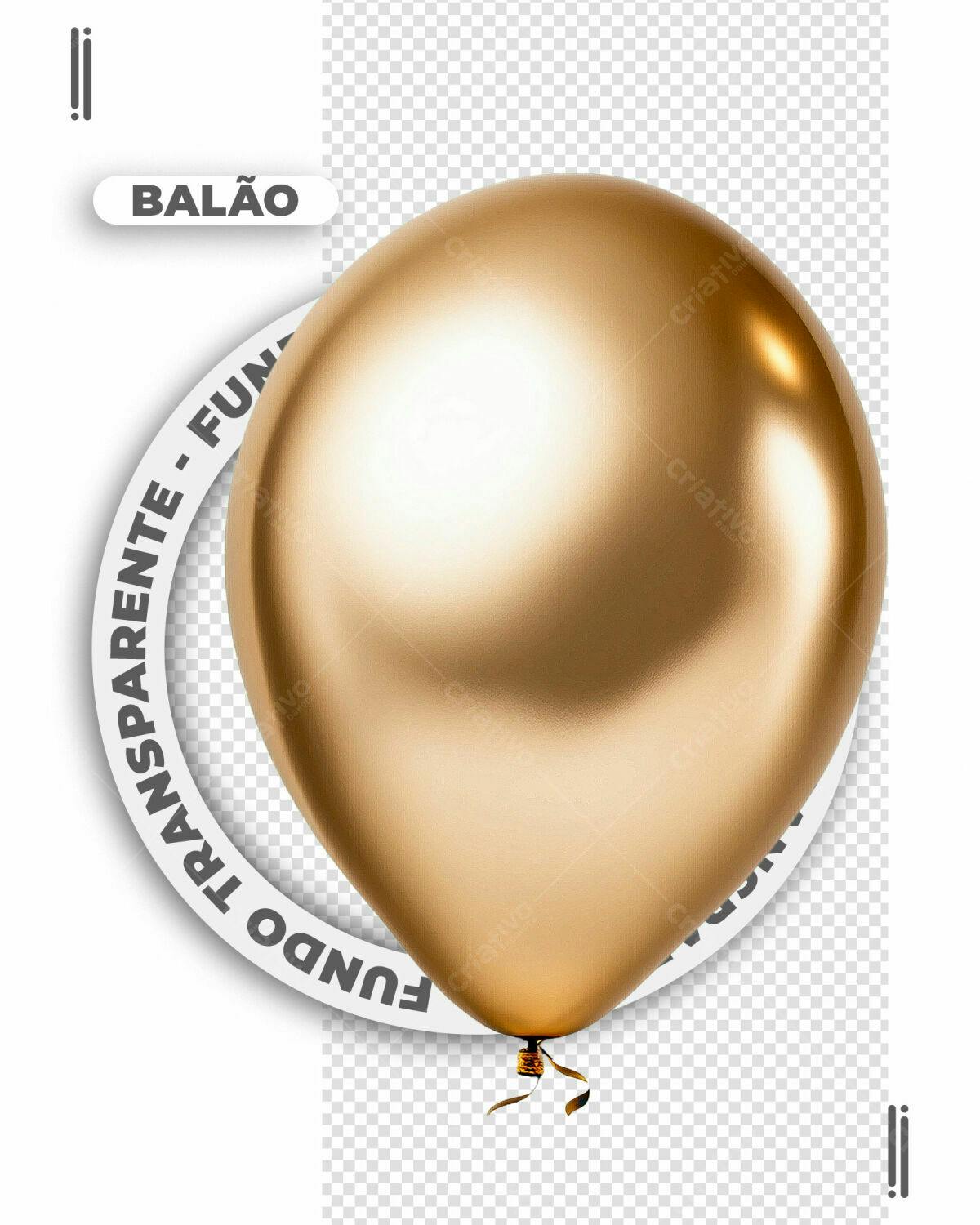 Balão Dourado PSD Editável para Festas e Eventos
