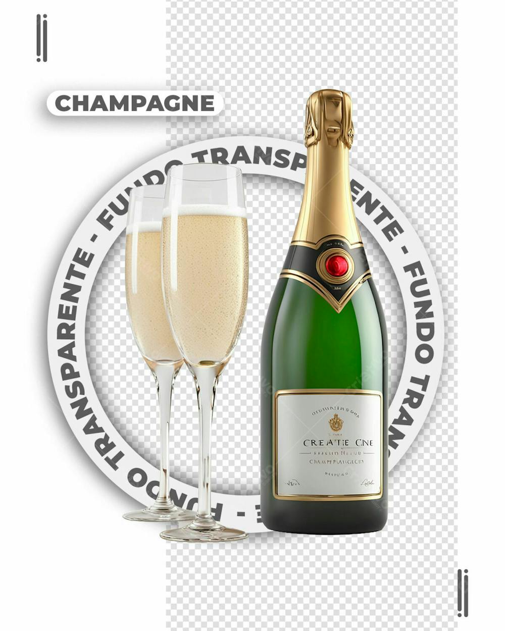 GARRAFA DE CHAMPAGNE | FELIZ ANO NOVO | IMAGEM SEM FUNDO | PNG | PSD EDITÁVEL