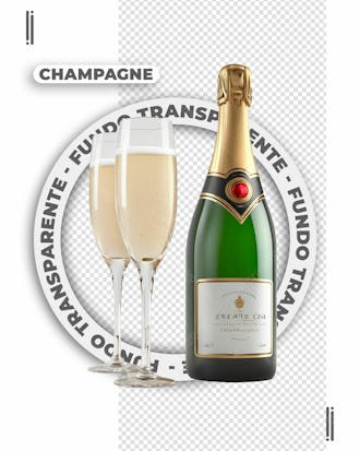Garrafa de champagne | feliz ano novo | imagem sem fundo | png | psd editável