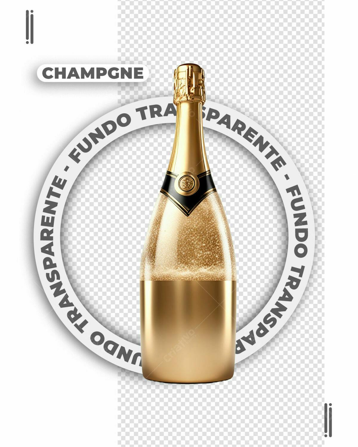 Garrafa de Champanhe Dourada PSD Editável