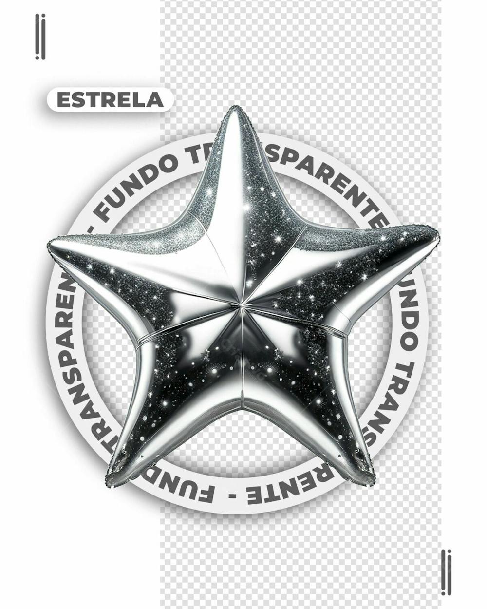 ESTRELA PRATEADA | FELIZ ANO NOVO | IMAGEM SEM FUNDO | PNG | PSD EDITÁVEL