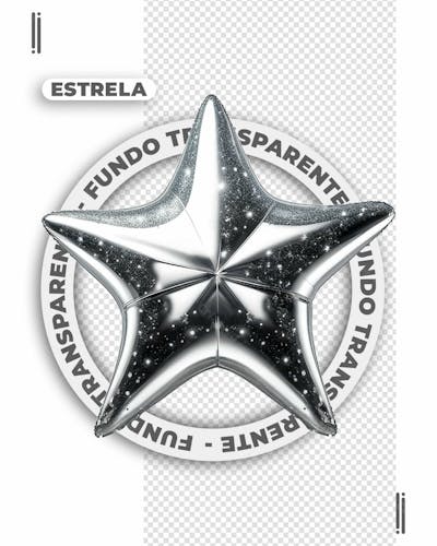 ESTRELA PRATEADA | FELIZ ANO NOVO | IMAGEM SEM FUNDO | PNG | PSD EDITÁVEL