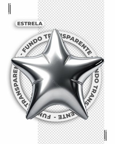 ESTRELA PRATEADA | FELIZ ANO NOVO | IMAGEM SEM FUNDO | PNG | PSD EDITÁVEL