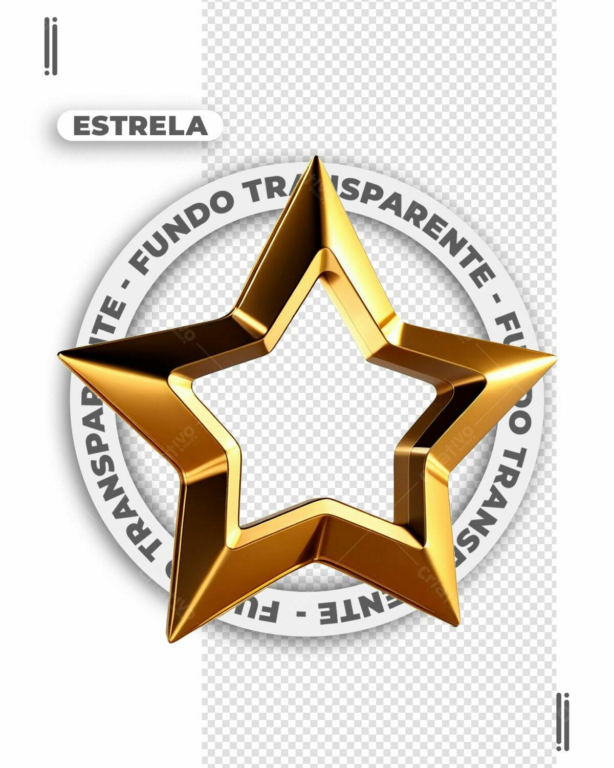 Moldura Estrela Dourada PSD Editável