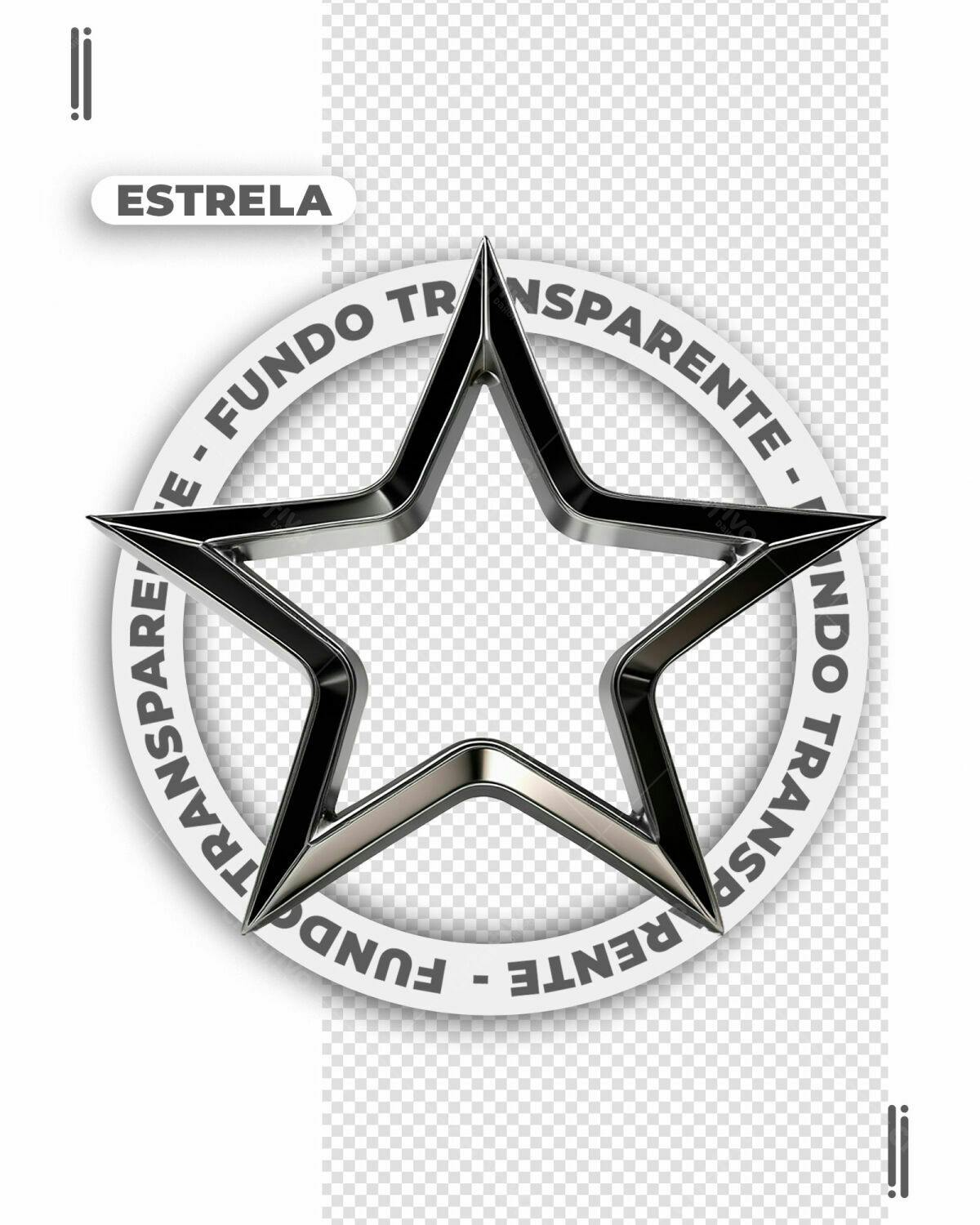 Estrela com Fundo Transparente PSD Editável