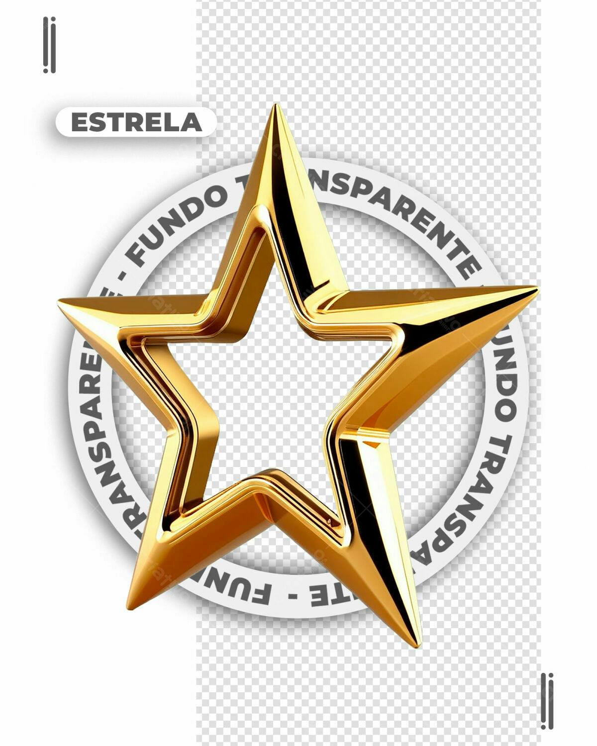 Estrela Dourada com Fundo Transparente PSD Editável