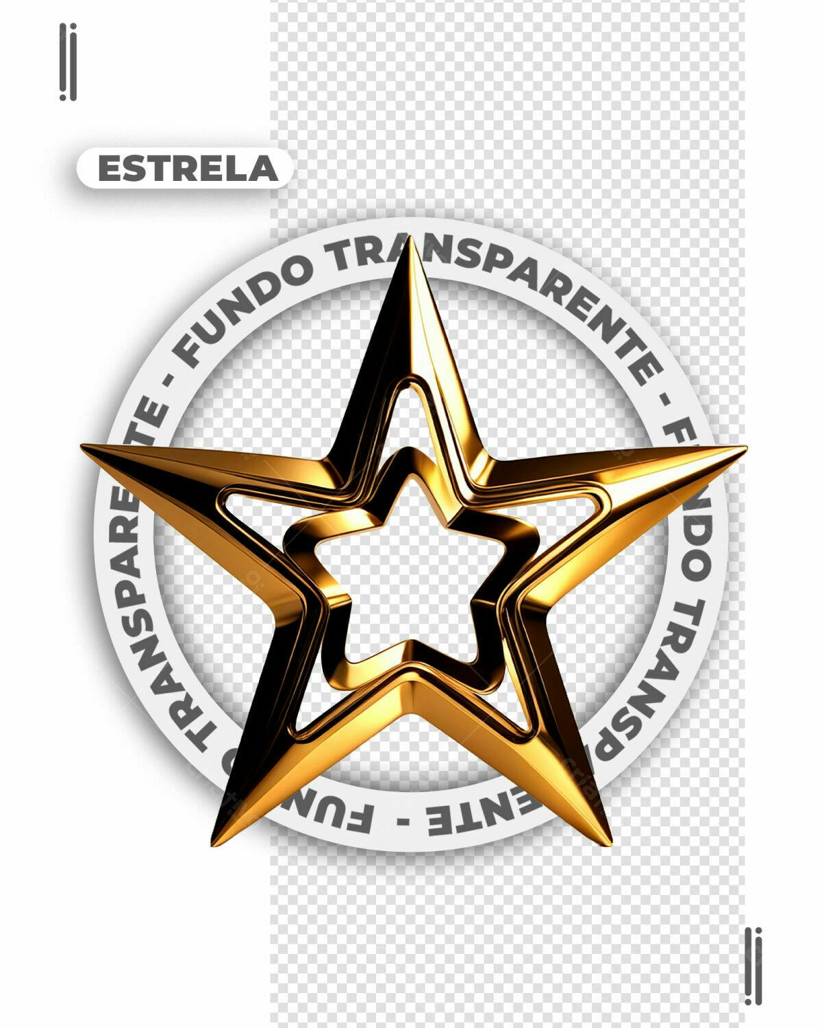 Estrela Dourada com Fundo Transparente PSD Editável