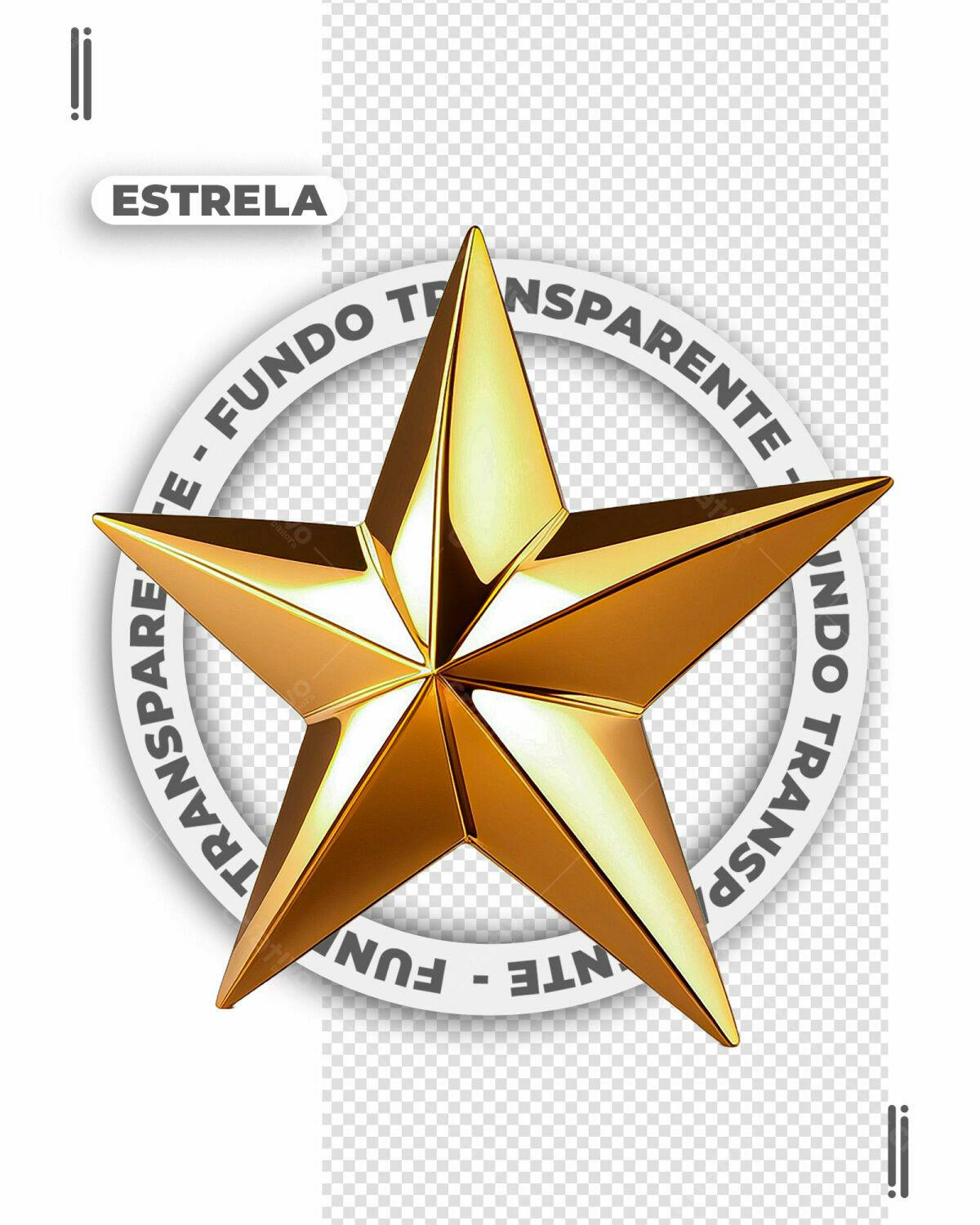 Estrela Dourada com Fundo Transparente PSD Editável