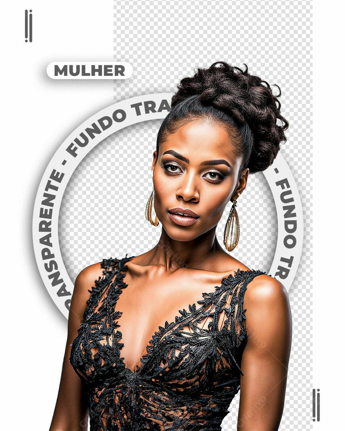 PSD Modelo Feminino para Moda Negra PSD Editável