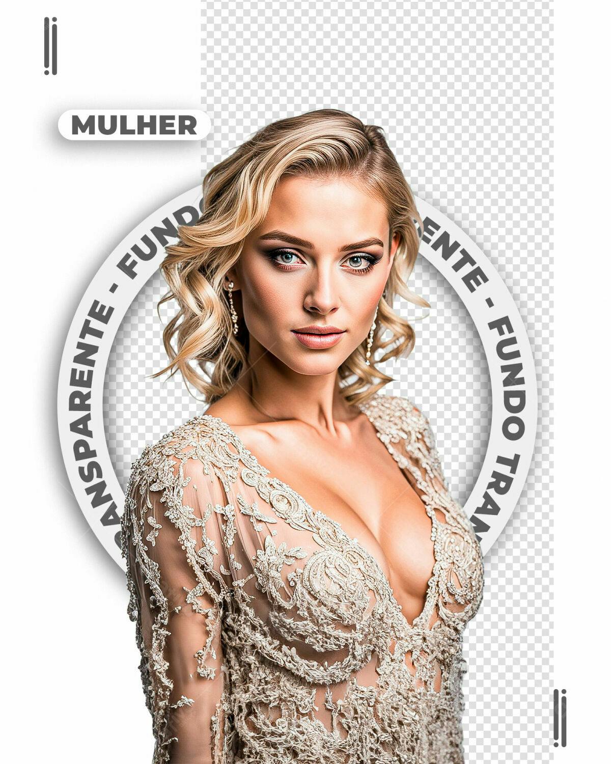 PSD Modelo de Mulher com Vestido de Renda para Moda PSD Editável