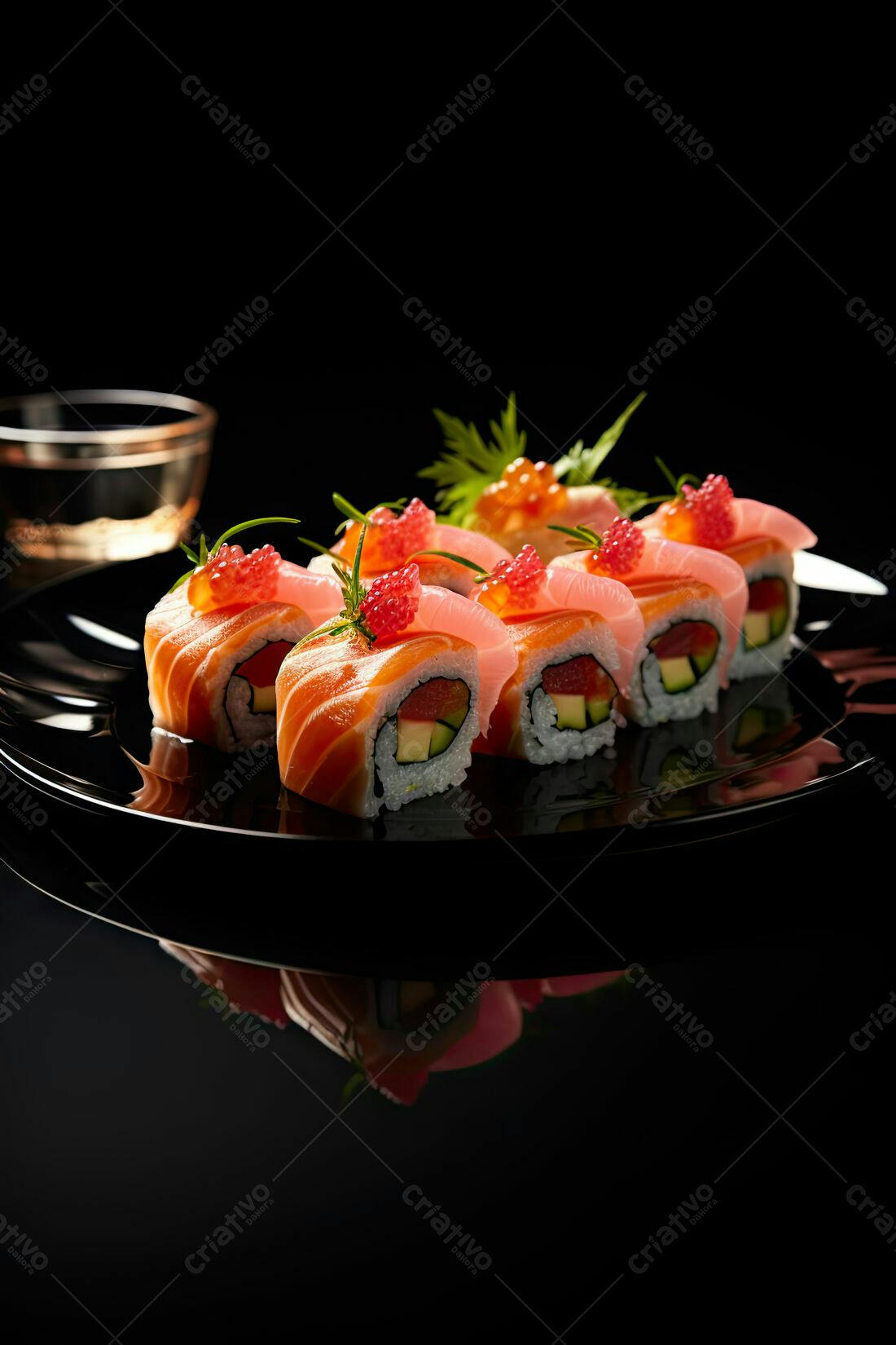 Sushi de Salmão e Atum com Ovas
