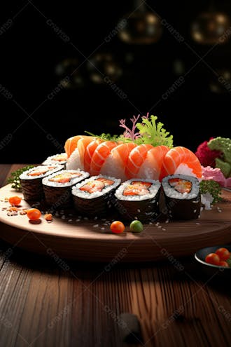 Comida japonesa sushi suculento ia posição 5