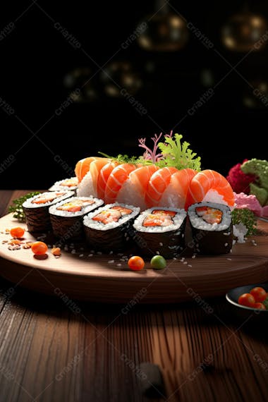 Comida japonesa sushi suculento ia posição 5