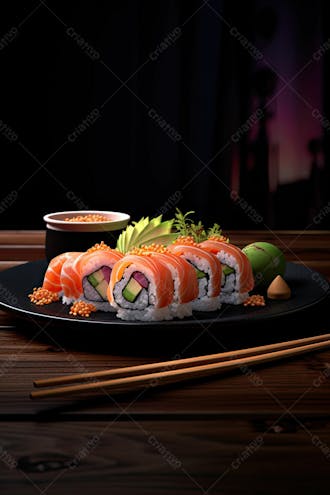Comida japonesa sushi suculento ia posição 6