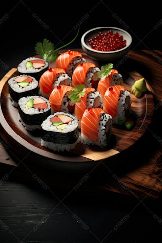 Comida japonesa sushi suculento ia posição 7