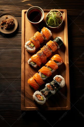 Comida japonesa sushi suculento ia posição 10