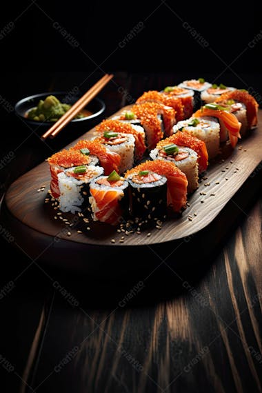 Comida japonesa sushi suculento ia posição 11