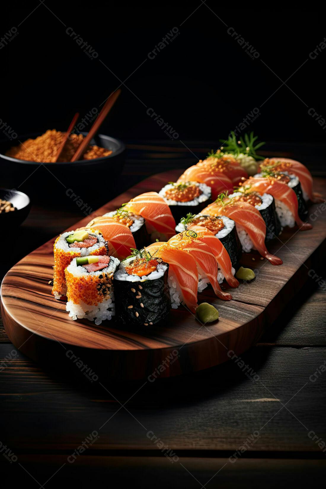 Sushi Salmão e Ura Maki Prato Degustação