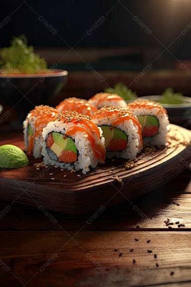 Comida japonesa sushi suculento ia posição 14
