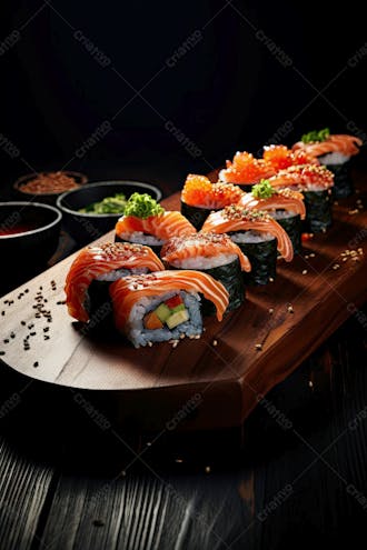 Comida japonesa sushi suculento ia posição 17