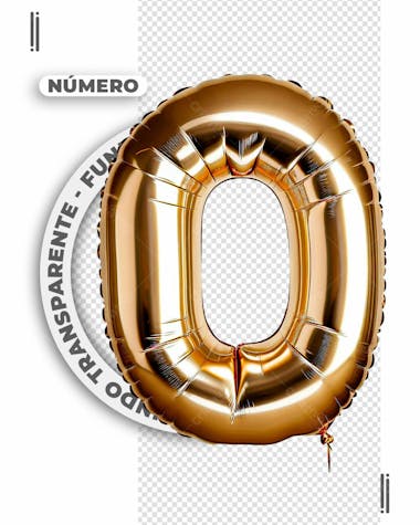 Número zero dourado | feliz ano novo | imagem sem fundo | png | psd editável